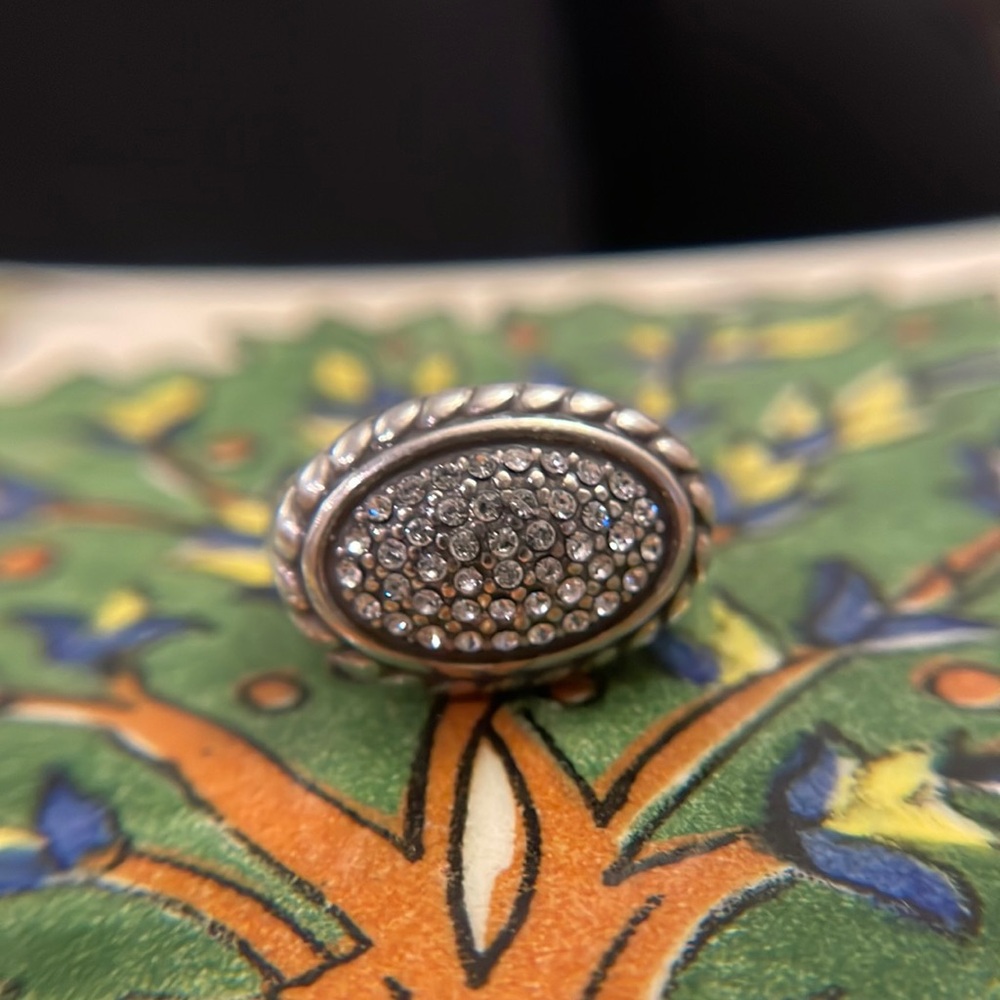 Brighton Oval Swarovski Silver Tone Ring SZ 7